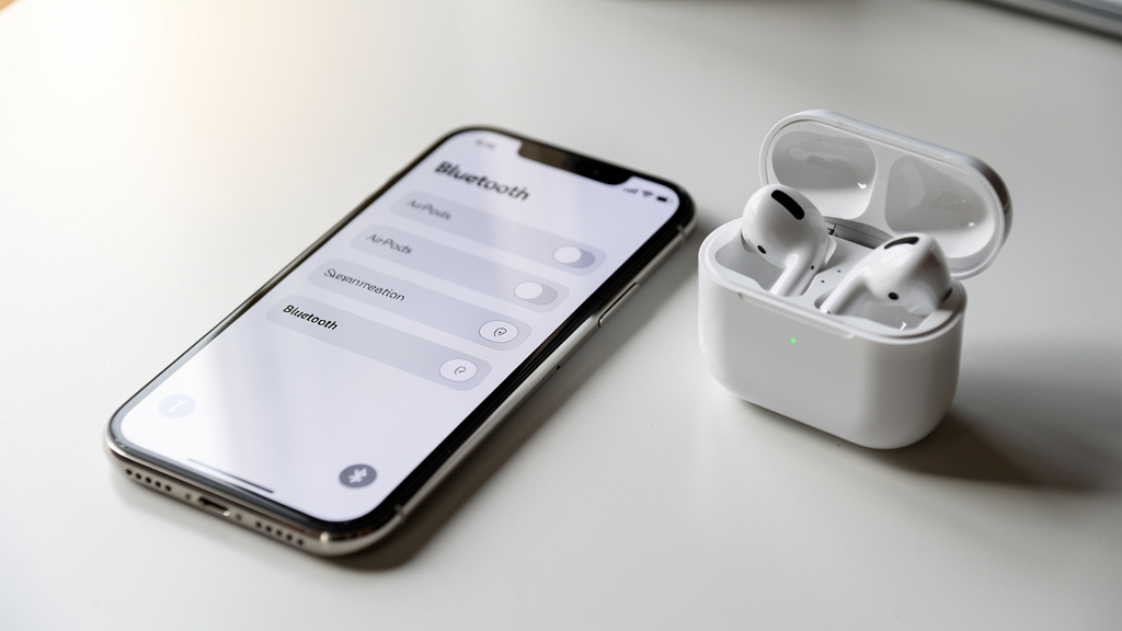 Menu Bluetooth sur iPhone affichant les AirPods disponibles