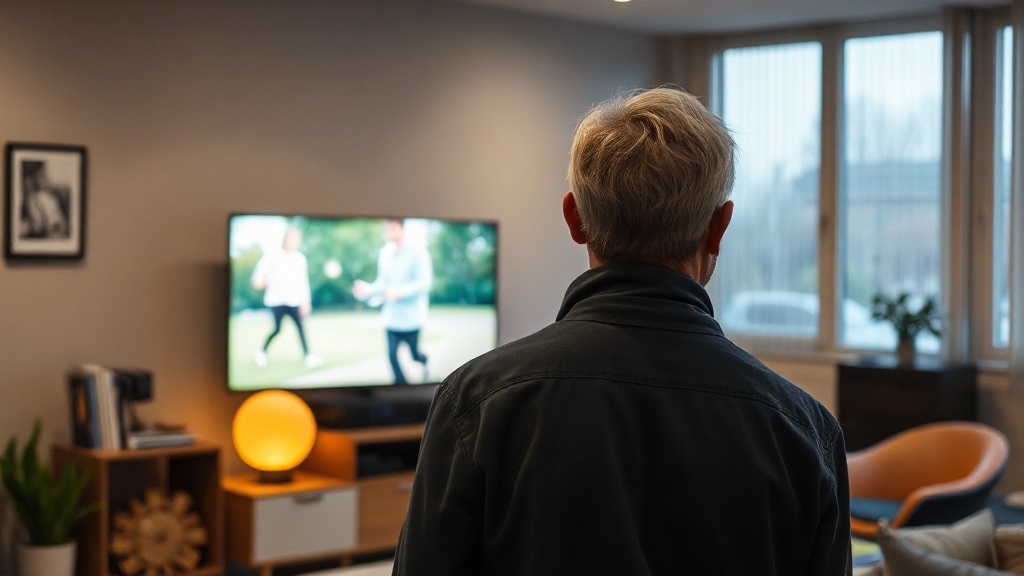 Personne devant un téléviseur en attente de connexion