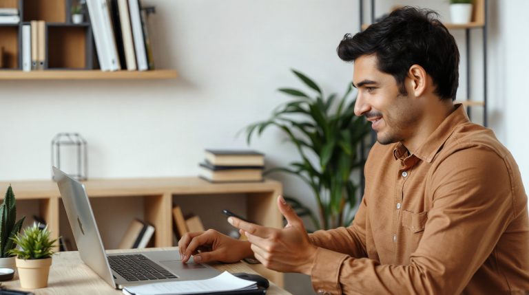 Homme comparant deux fichiers vidéo encodés sur ordinateur