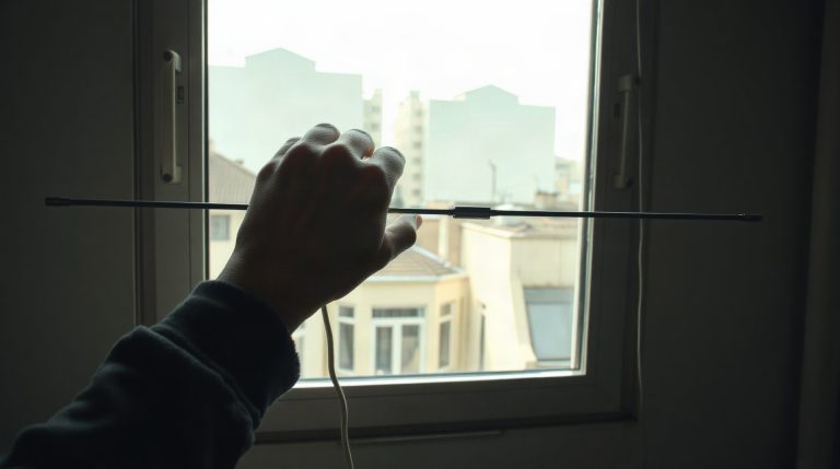 Installation d'une antenne TV plate sur une fenêtre d'appartement