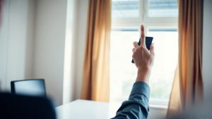 Personne composant un numéro international sur un smartphone