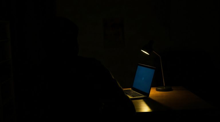 Comment fonctionne une IA de compagnie : mémoire, limites et mécanismes expliqués Personne en conversation avec une IA sur ordinateur portable le soir