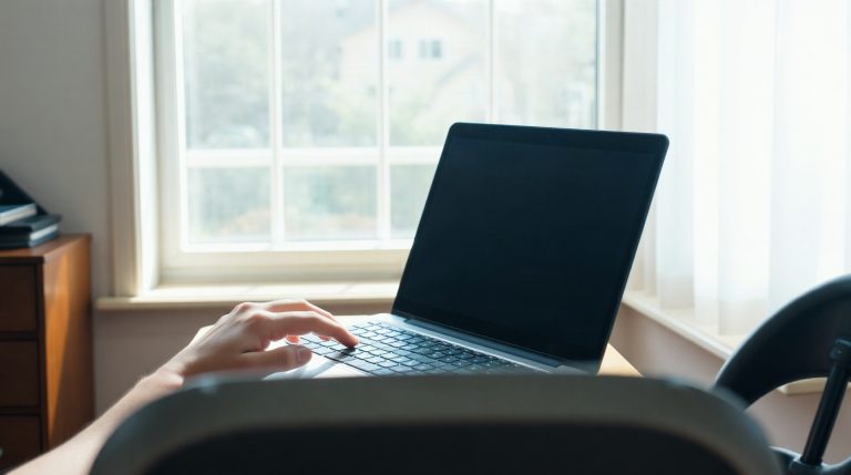 Personne consultant son espace client opérateur sur ordinateur portable
