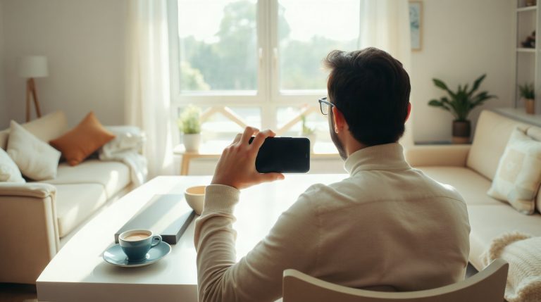 Personne copiant un SMS sur son smartphone Android
