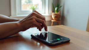Personne saisissant un code sur un smartphone bloqué